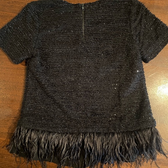 Anthropologie Tops - Anthropologies Deletta boucle feather trim top